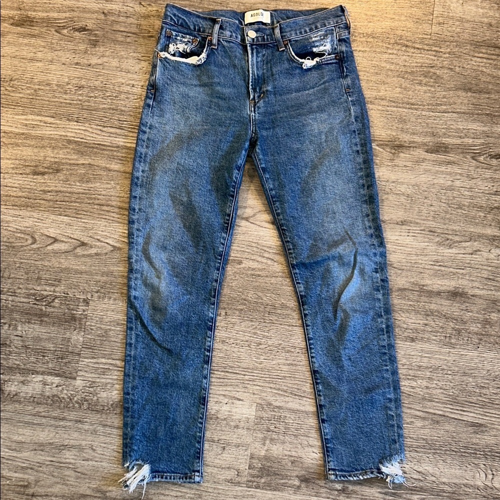 AGOLDE High Rise Straight Leg Jeans Medium Wash Vintage Wear Size 27 - Picture 2 of 13